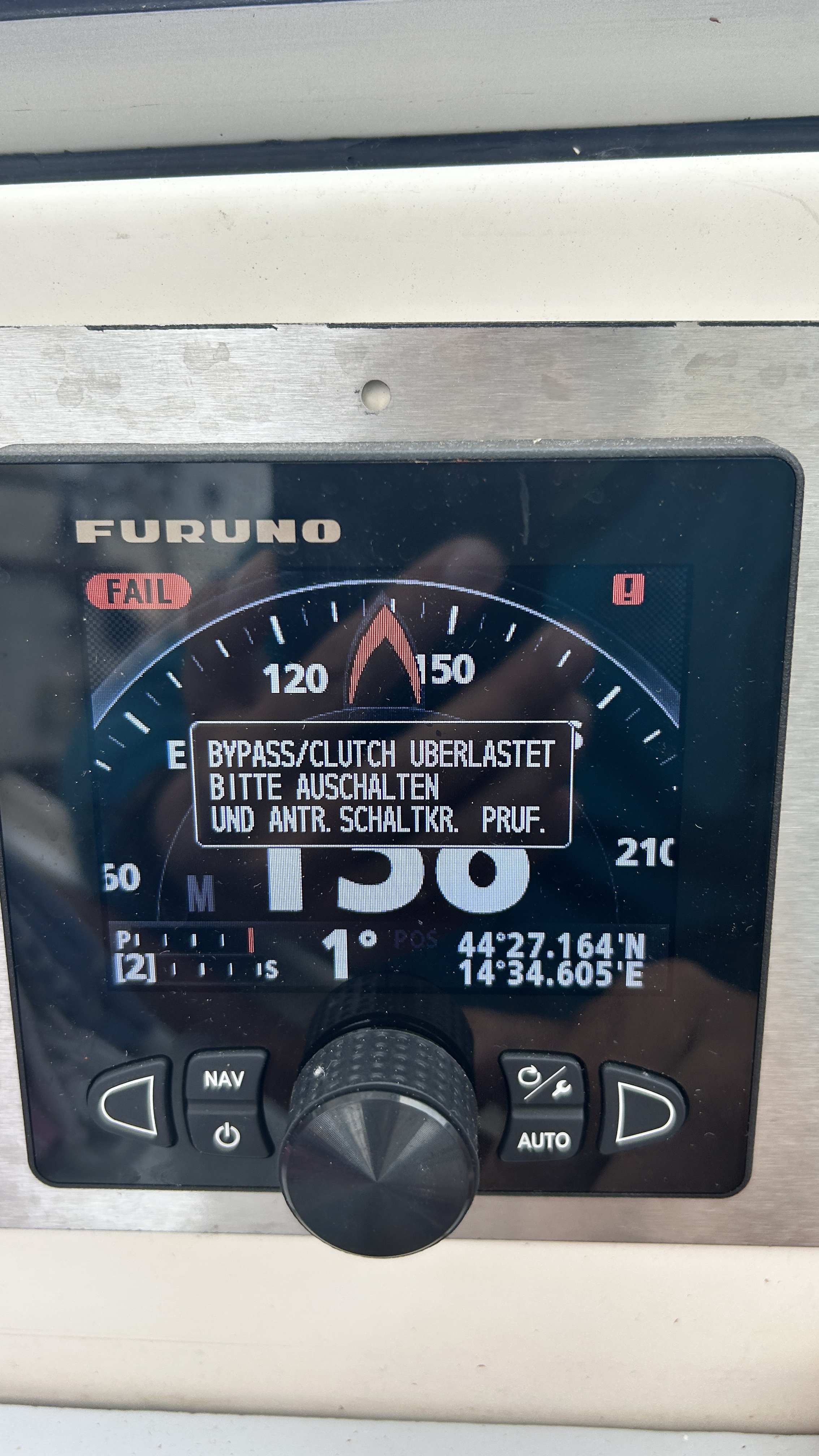 FAIL – Fehlermeldung am Furuno-Display