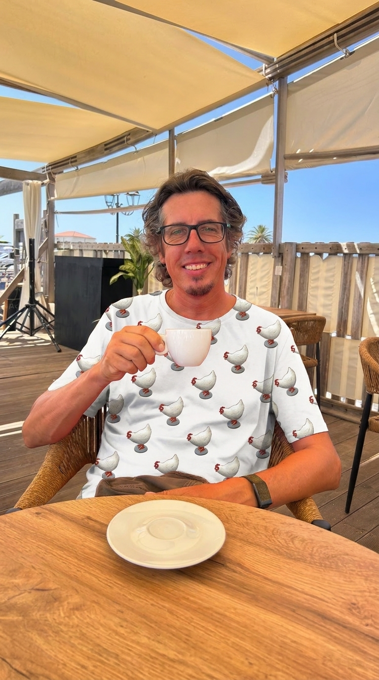 Christian im Hühner-Shirt