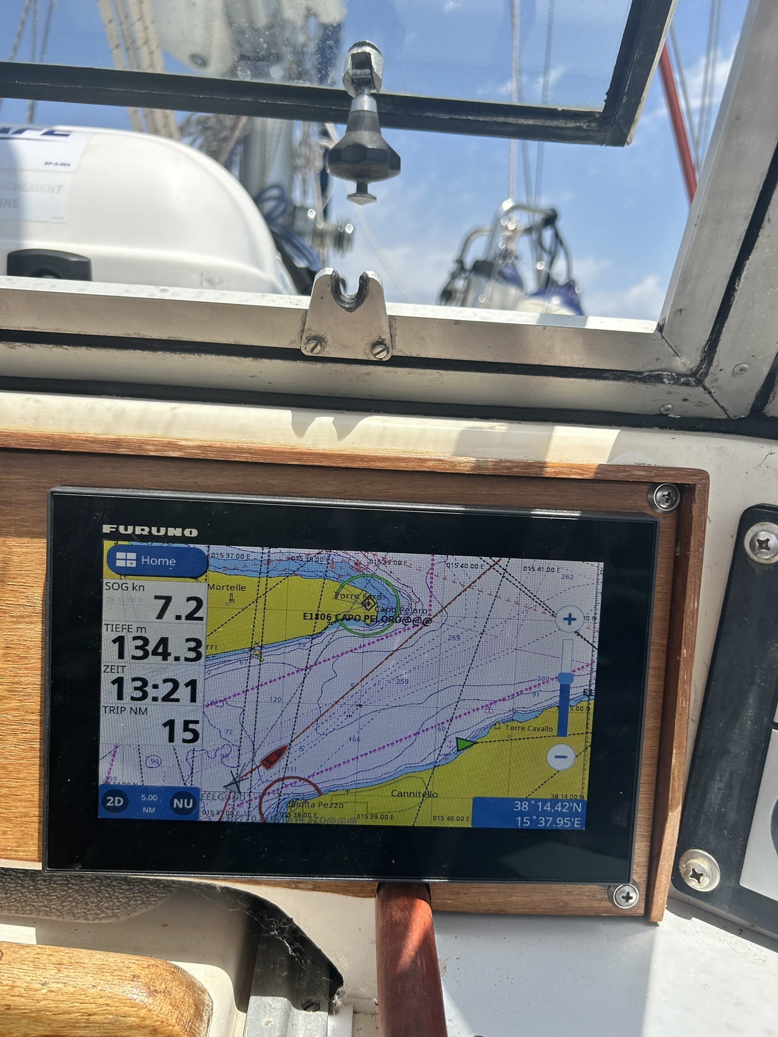 134,3 Meter Tiefe auf dem Furuno-Display